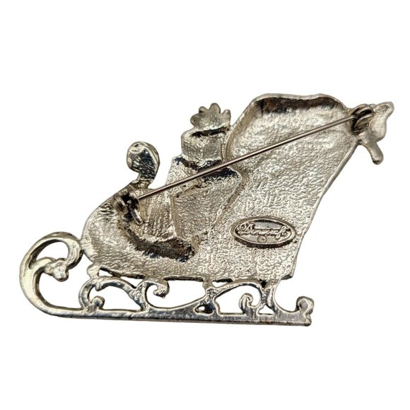 Danecraft Enamel Christmas Sleigh Brooch Safety Clasp - Picture 2 of 3